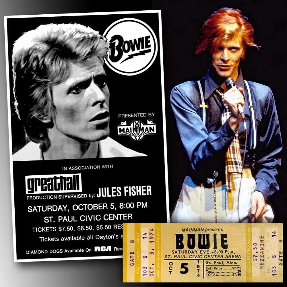 Flyer and Ticket Montage for St. Paul Civic Centre, 5th October 1974.